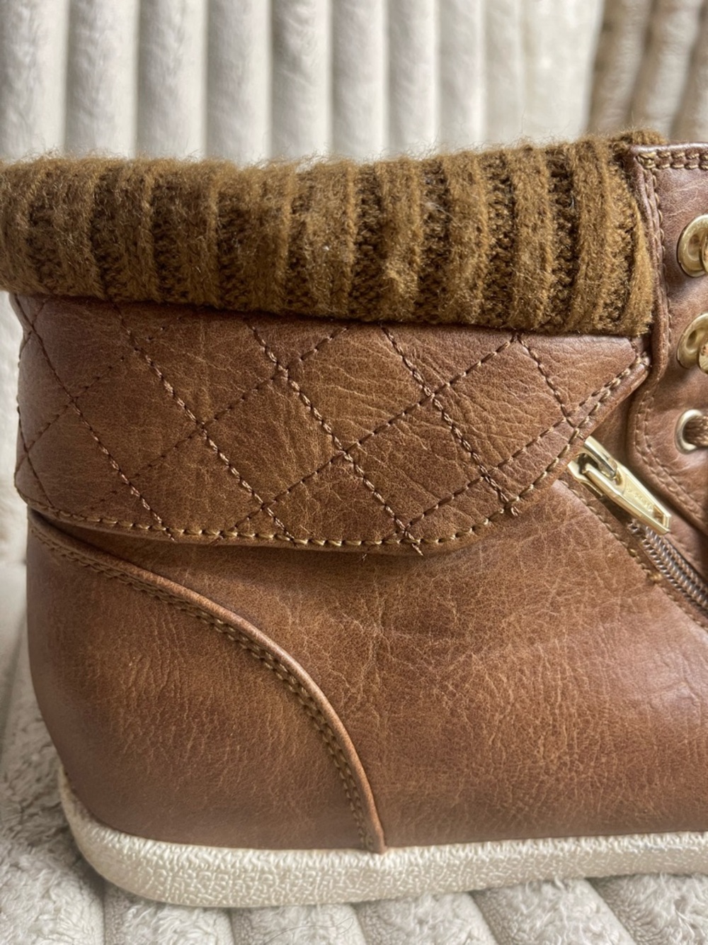 Arizona Jean Company Brown Leather-Look Lace-Up Ankle Booties - Picture 9 of 9